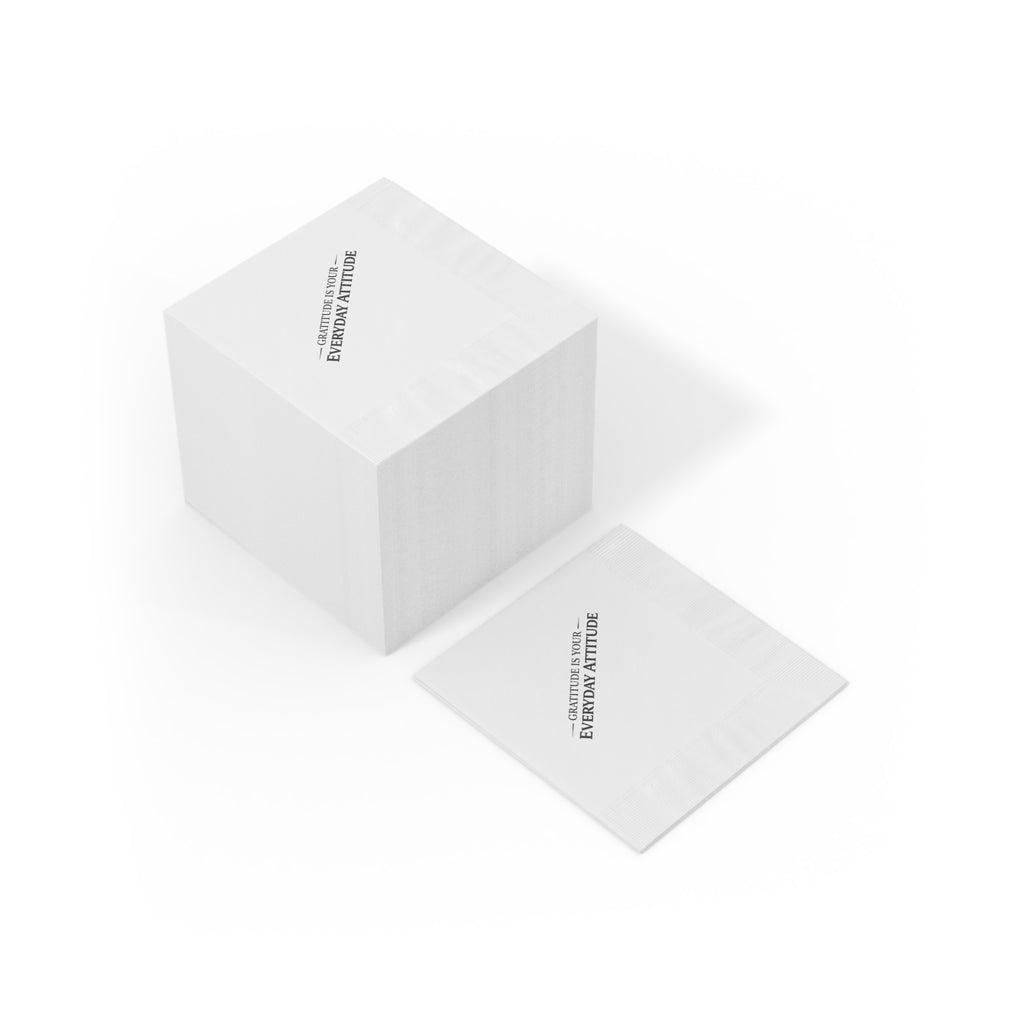 White Beverage Napkins "Gratitude Is Your Everyday Attitude"