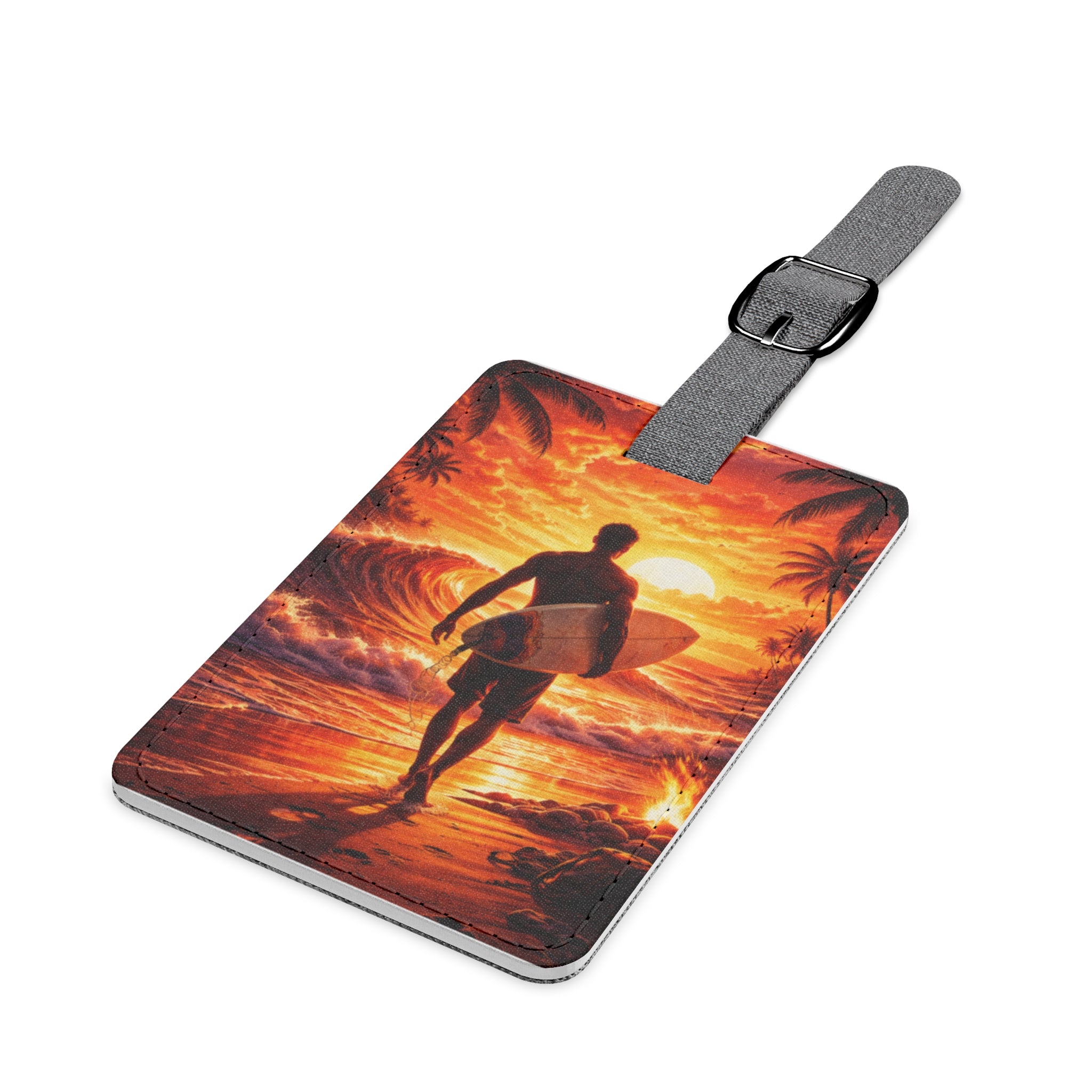 Travel ID Luggage Tag – Surfer Sunset Silhouette