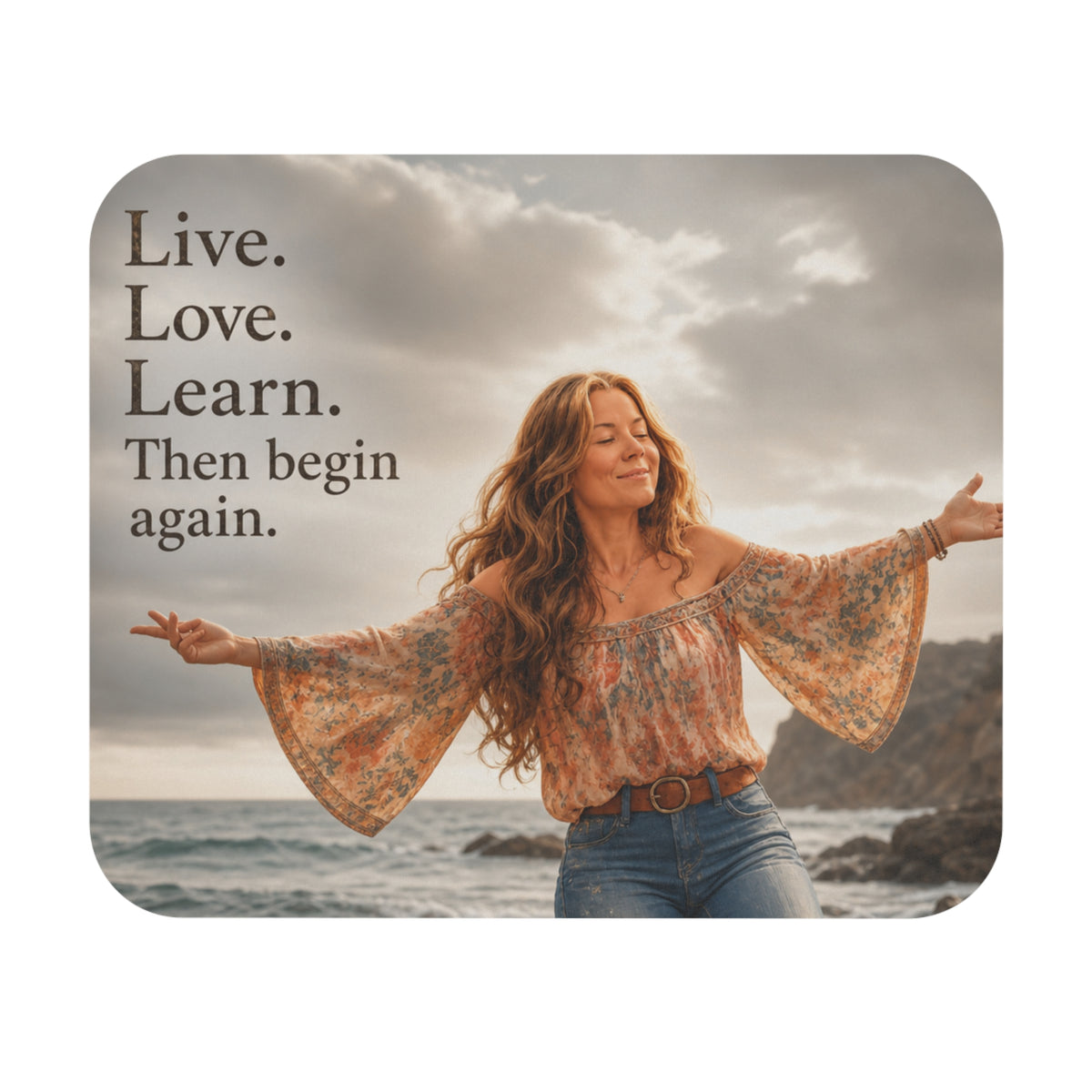 Inspirational 'Live. Love. Learn.' Mouse Pad — Motivational Office Desk Mat