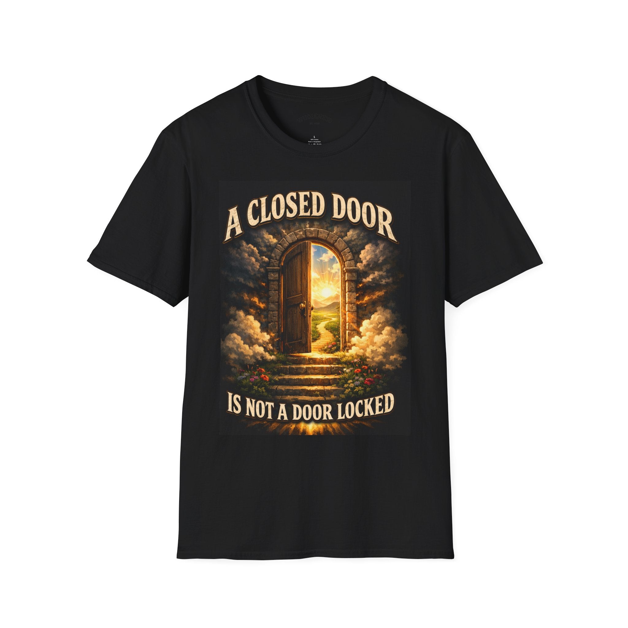 Unisex Softstyle T-Shirt Gildan 64000 "A Closed Door Is Not A Door Locked"