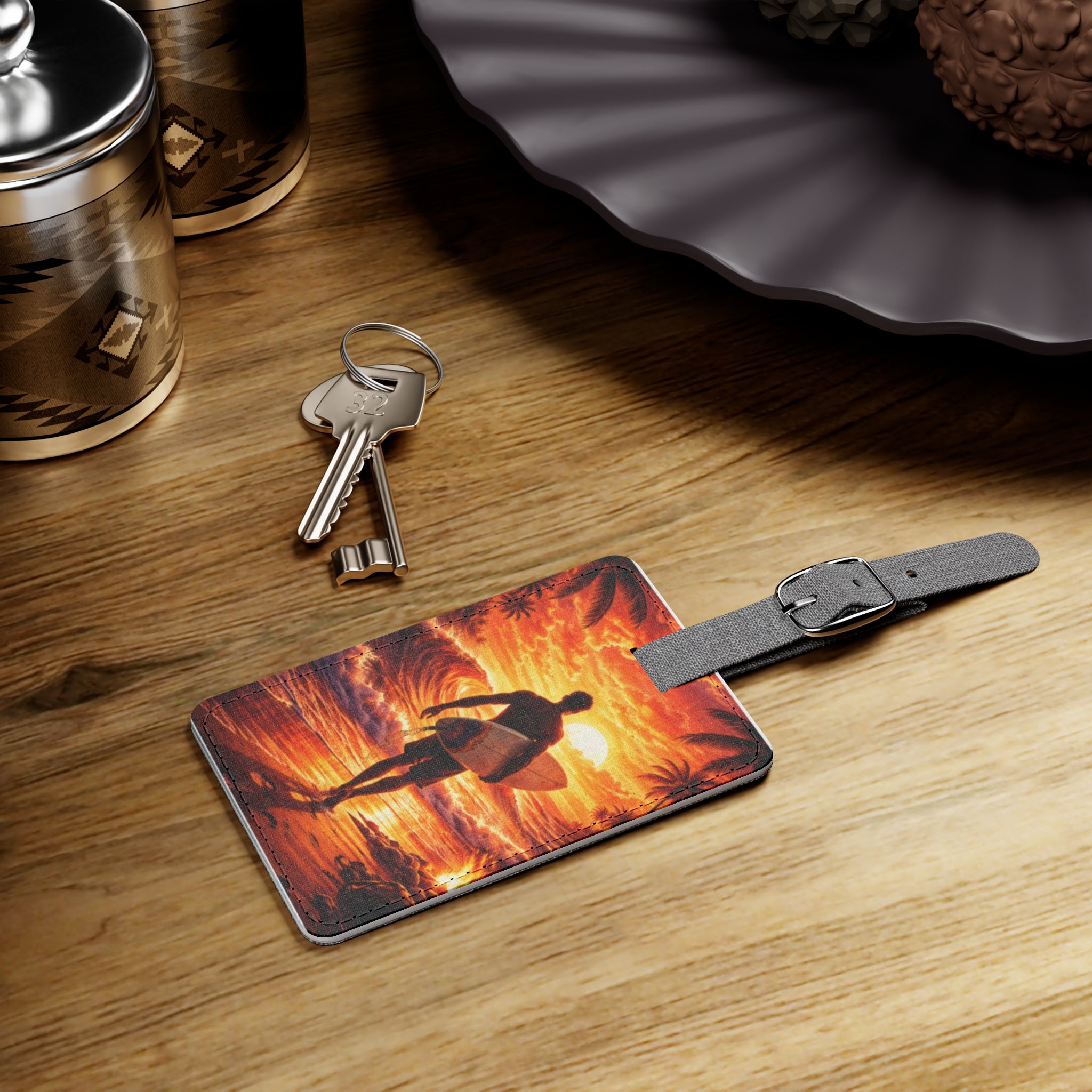 Travel ID Luggage Tag – Surfer Sunset Silhouette
