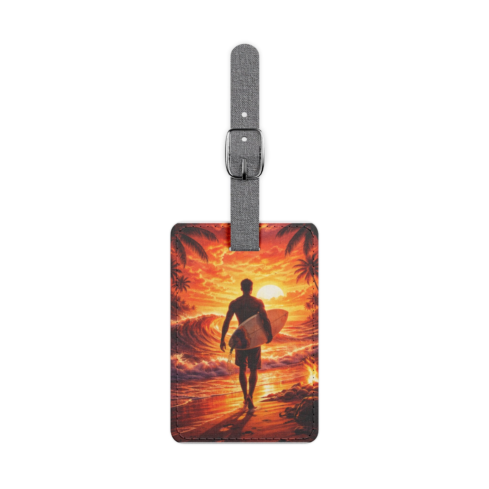 Travel ID Luggage Tag – Surfer Sunset Silhouette