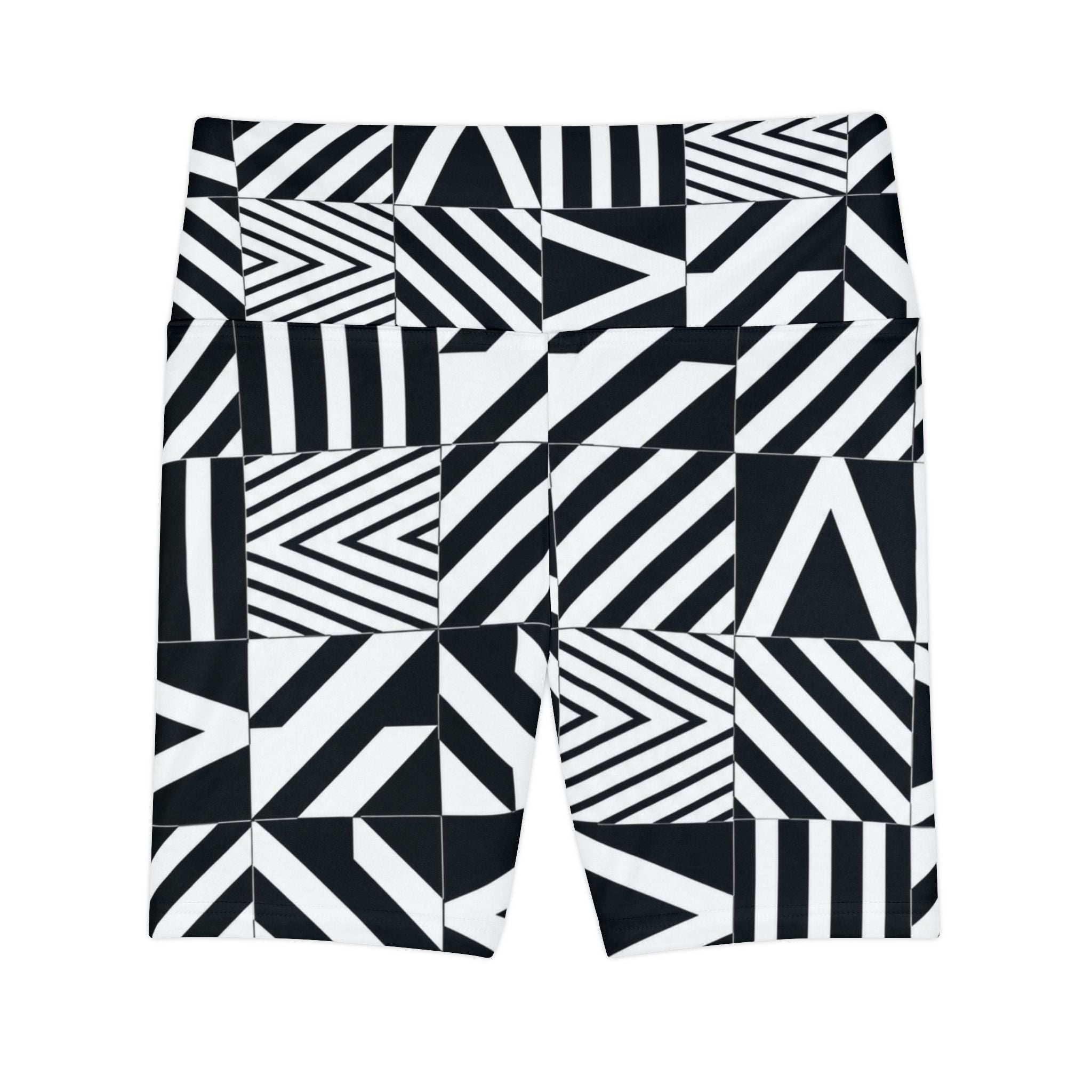 Geometric Black & White Women's Workout Shorts