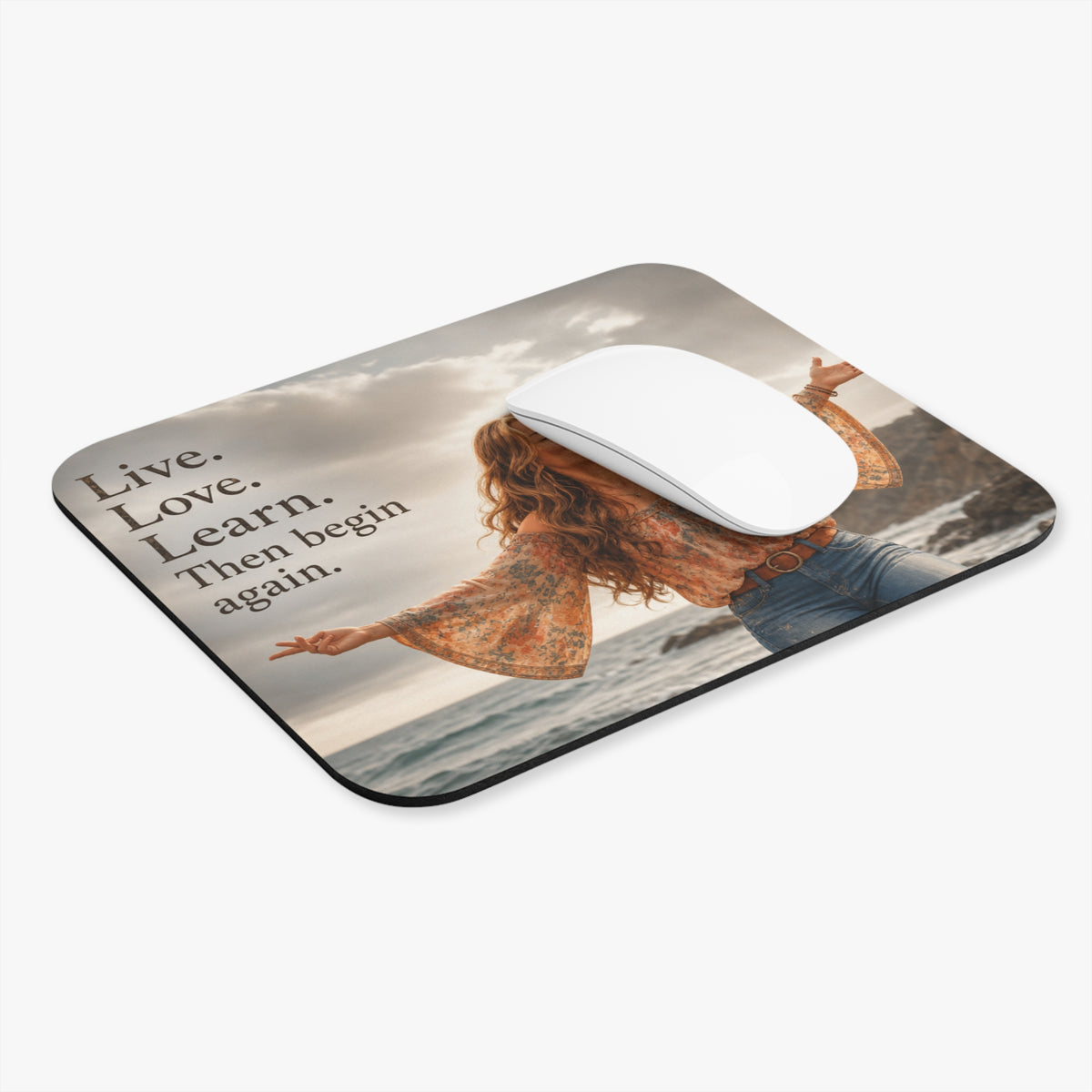 Inspirational 'Live. Love. Learn.' Mouse Pad — Motivational Office Desk Mat
